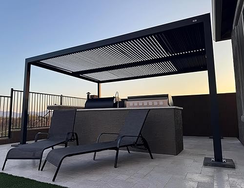 Miniatura 65 de PURPLE LEAF Pérgola 94AS con listones de aluminio para exteriores de 12 x 20 pies con techo ajustable para terraza, patio trasero, jardín, kiosco