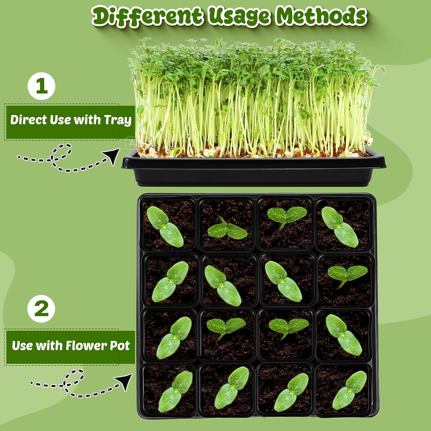 NNG 2.6 inch 100 Pcs Black Square Nursery Pots with 5 Pcs Plastic Seed Starting Trays,Plant Propagation Starter Kit Square Seed Starting Pots with Drain Holes - Image 6