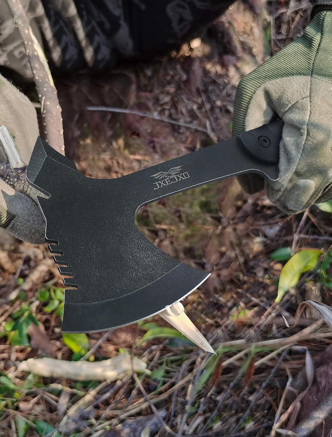 JXE JXO Throwing Axes, Overall 10.2in w/ 3.6in Blade, Full Tang 420HC Stainless Steel Tomahawk with Spike, Design for Hawks Throwing Recreation and Competition