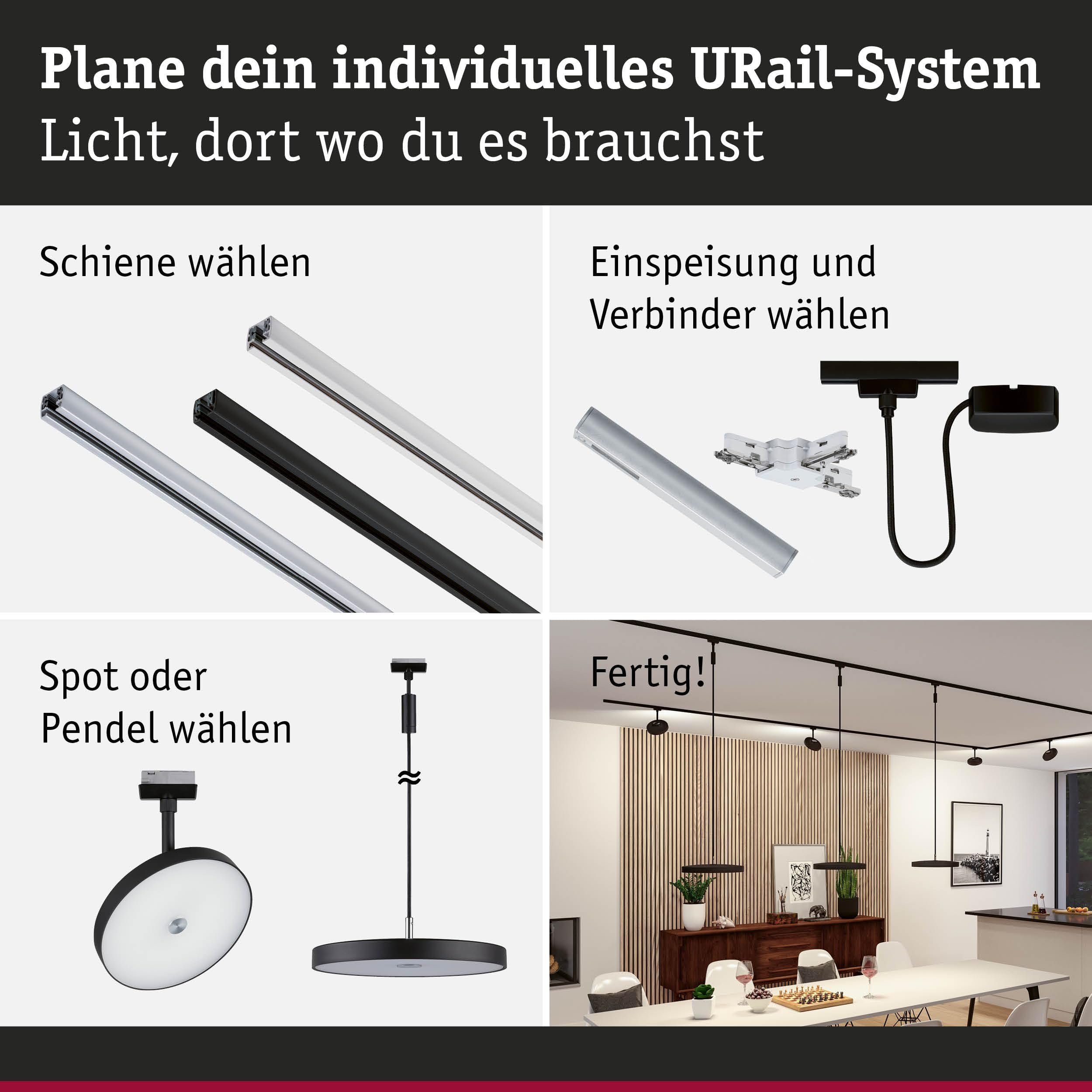 Paulmann Hildor LED-Schienenstrahler URail 15W Schwarz matt