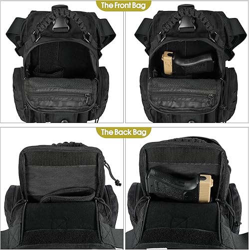 Miniatura 4 de Bolsa táctica militar para muslo, bolsa cruzada sobre la pierna oculta, bolsa de hombro convertible con funda de pistola extraíble doble