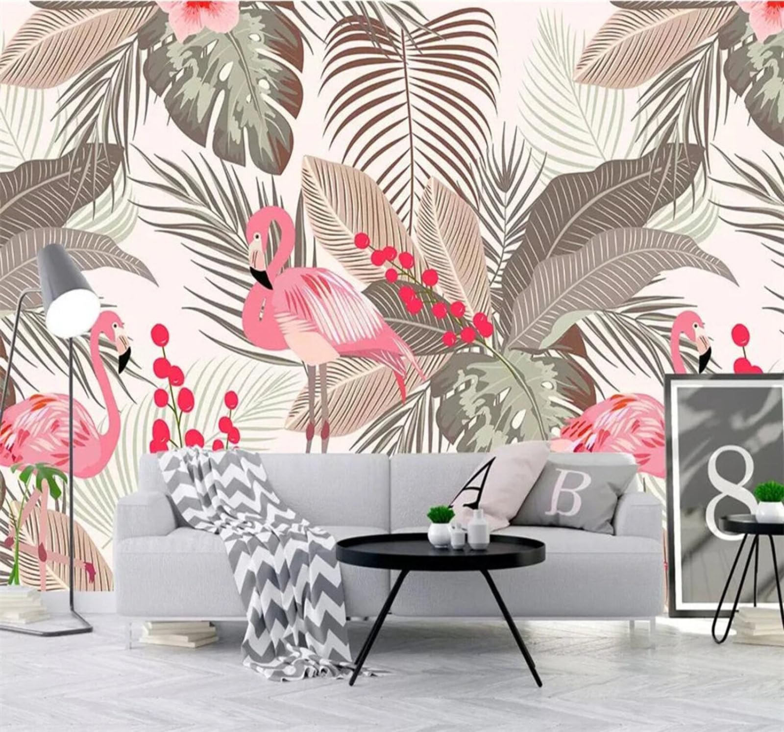Xlming 200Cm×140Cm(B×H) Beautiful Romantic Minimalist Fresh And Light Flamingo 3D Wallpaper Luxury Home Dining Decor Paste Sofa Living Room The Wall For Bedroom Mural-200Cm×140Cm