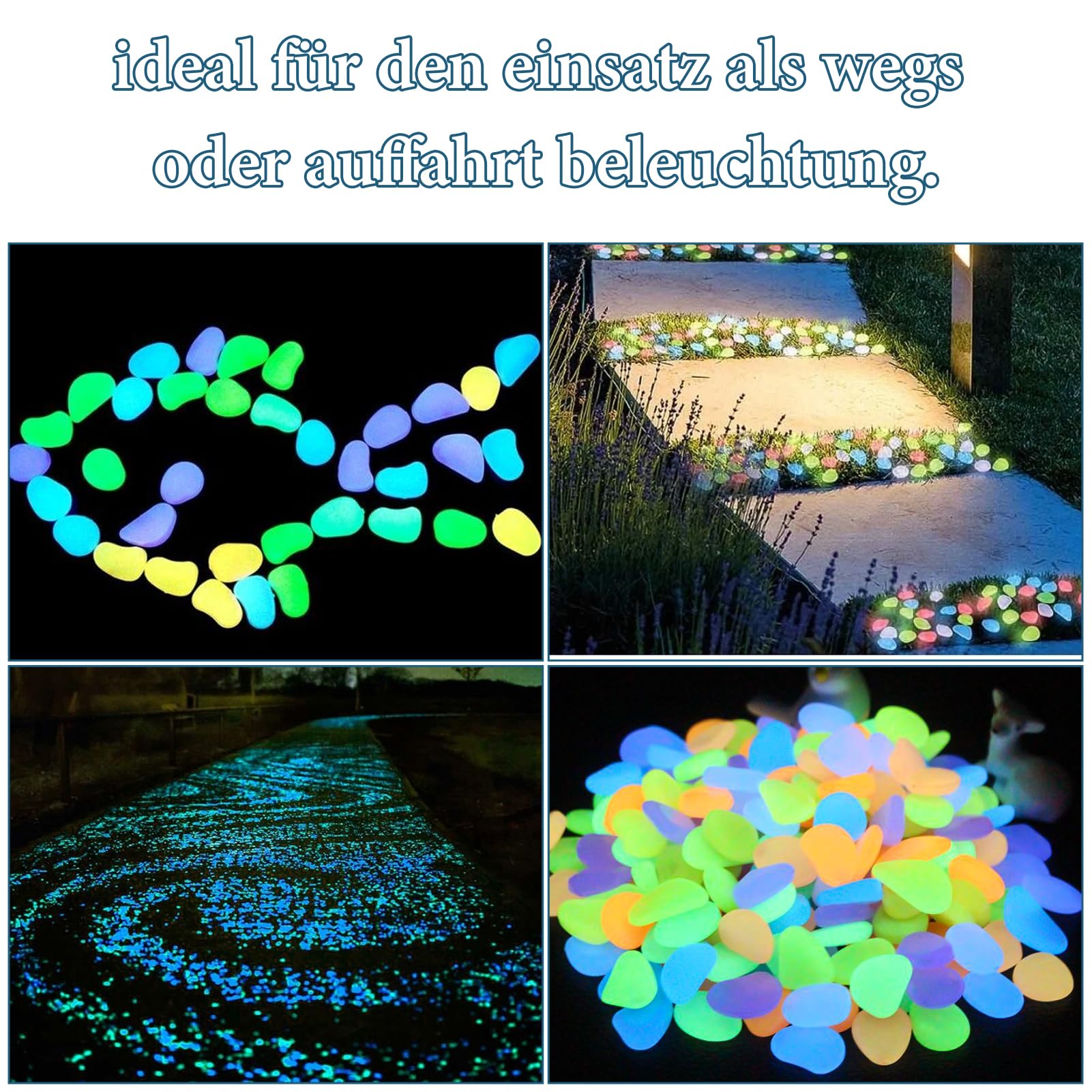 550 Pezzi Pietre Luminose da Giardino, Pietre da Giardino Luminosi,Pietre Rocce Colorate Decorazione per cameretta dei bambini, balcone