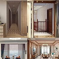 Vista 5 de Cortinas de armario de particiones hechas a mano, cortina de puerta con cuentas para decoración del hogar, cortina de puerta con cuentas de madera