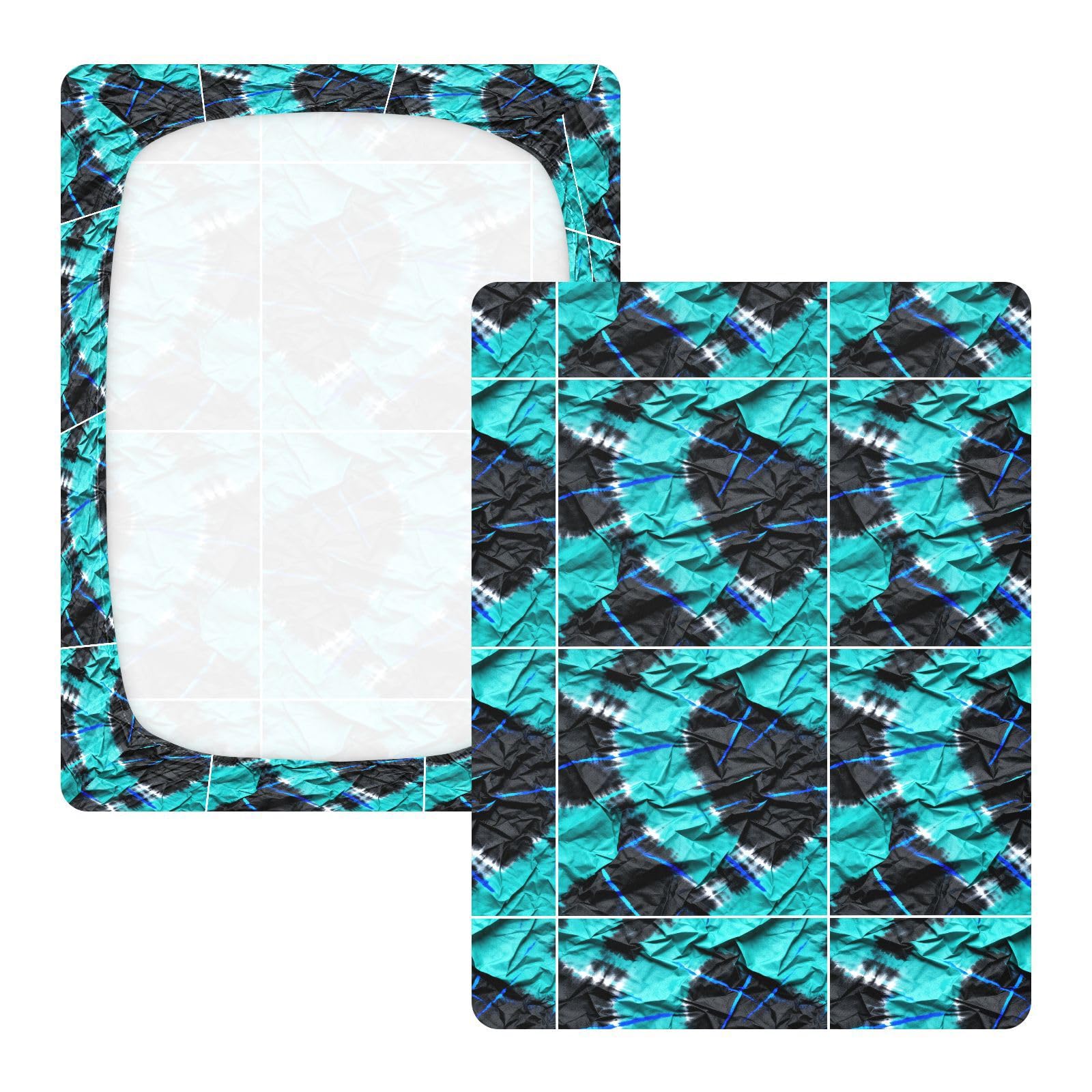 Sábanas de algodón para cuna de bebé, color turquesa y negro, suave, elástico, para decoración de guardería, 1 paquete