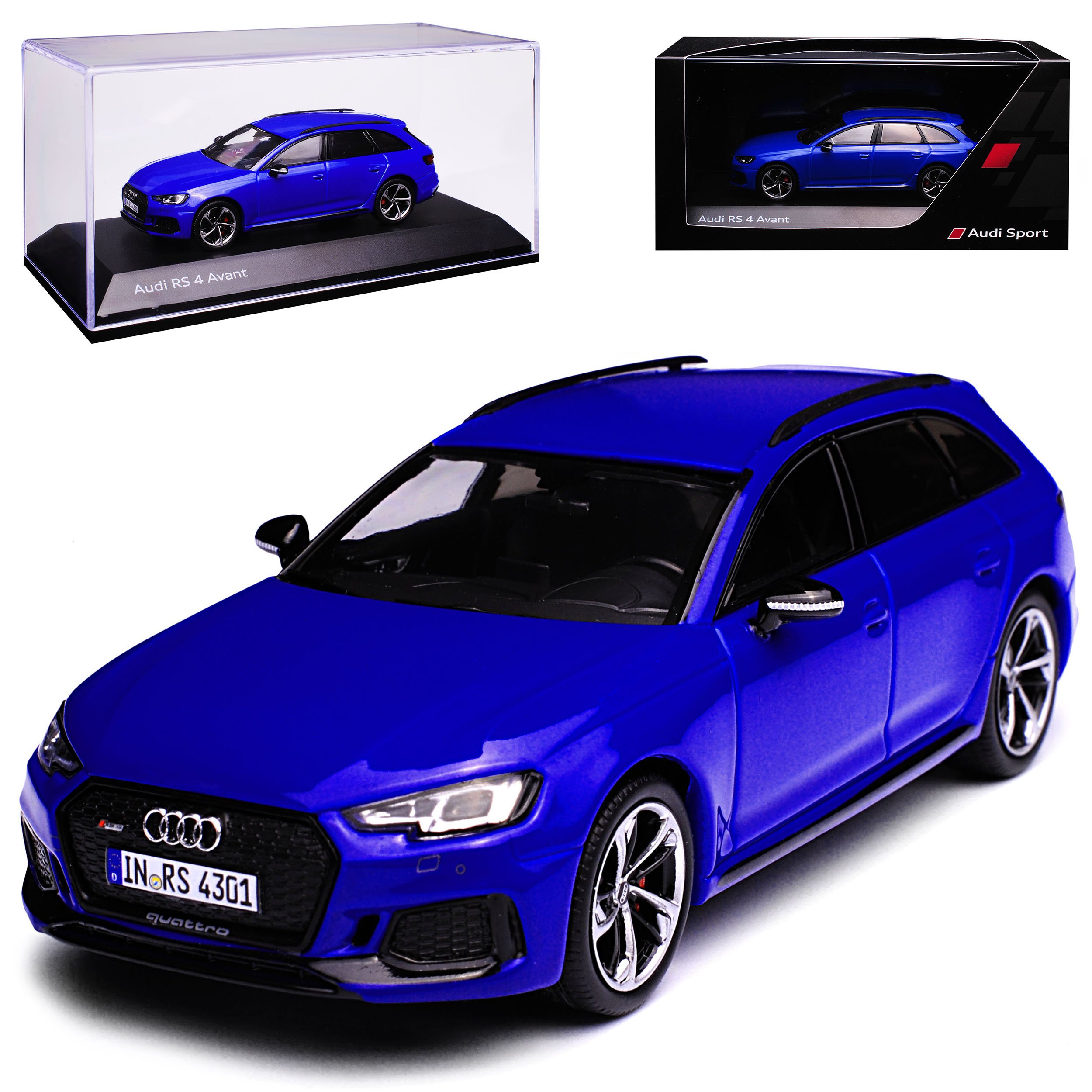 A*u*d*i A4 RS4 B9 Avant Kombi Nogaro Blau Ab 2015 1/43 Spark Modell Auto