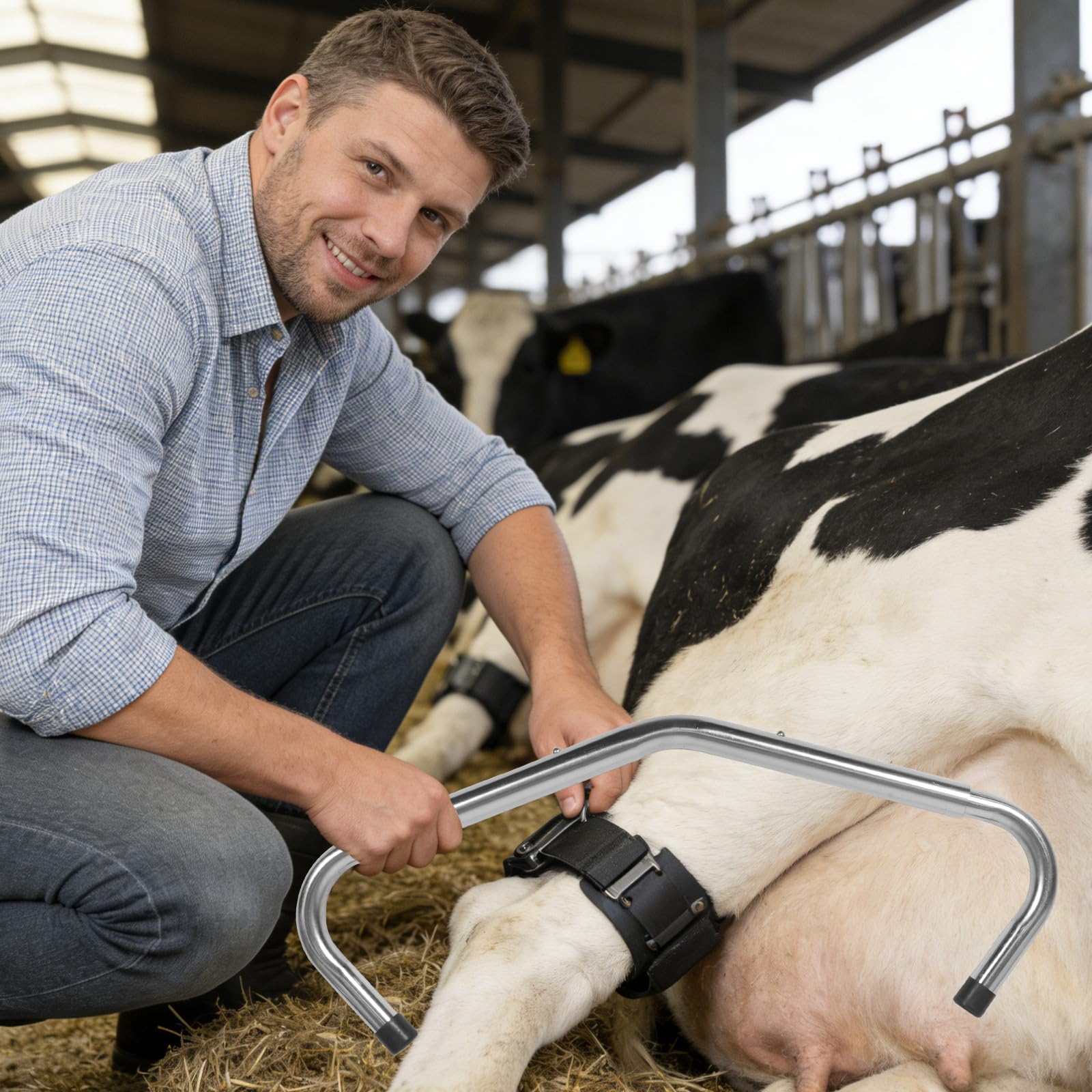 Varilla Antipatadas para Vacas de Acero Inoxidable, Herramienta Ajustable para Manejo de Ganado, Equipo Médico para Ordeño Seguro