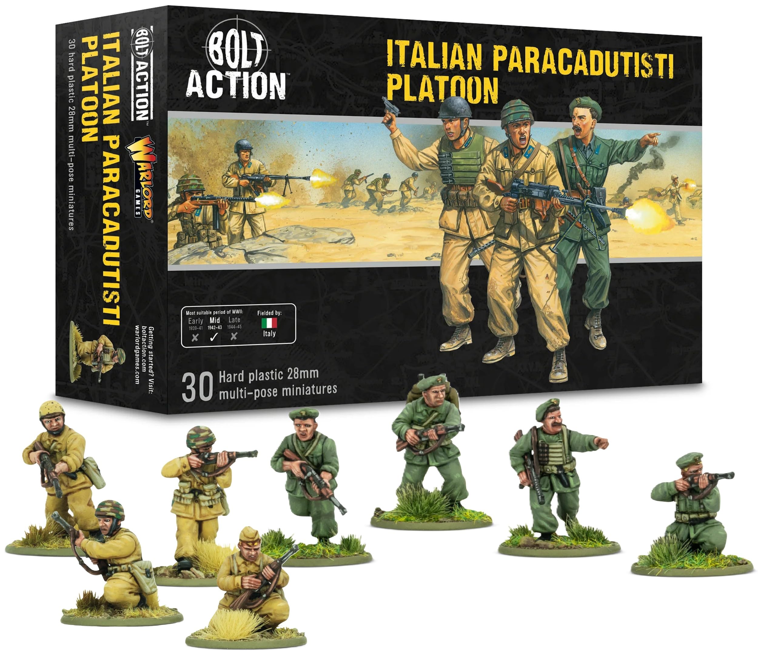 Warlord Games Italian Paracadutisti Platoon - 28mm Scale Plastic Miniatures for Bolt Action Highly Detailed World War 2 Miniatures