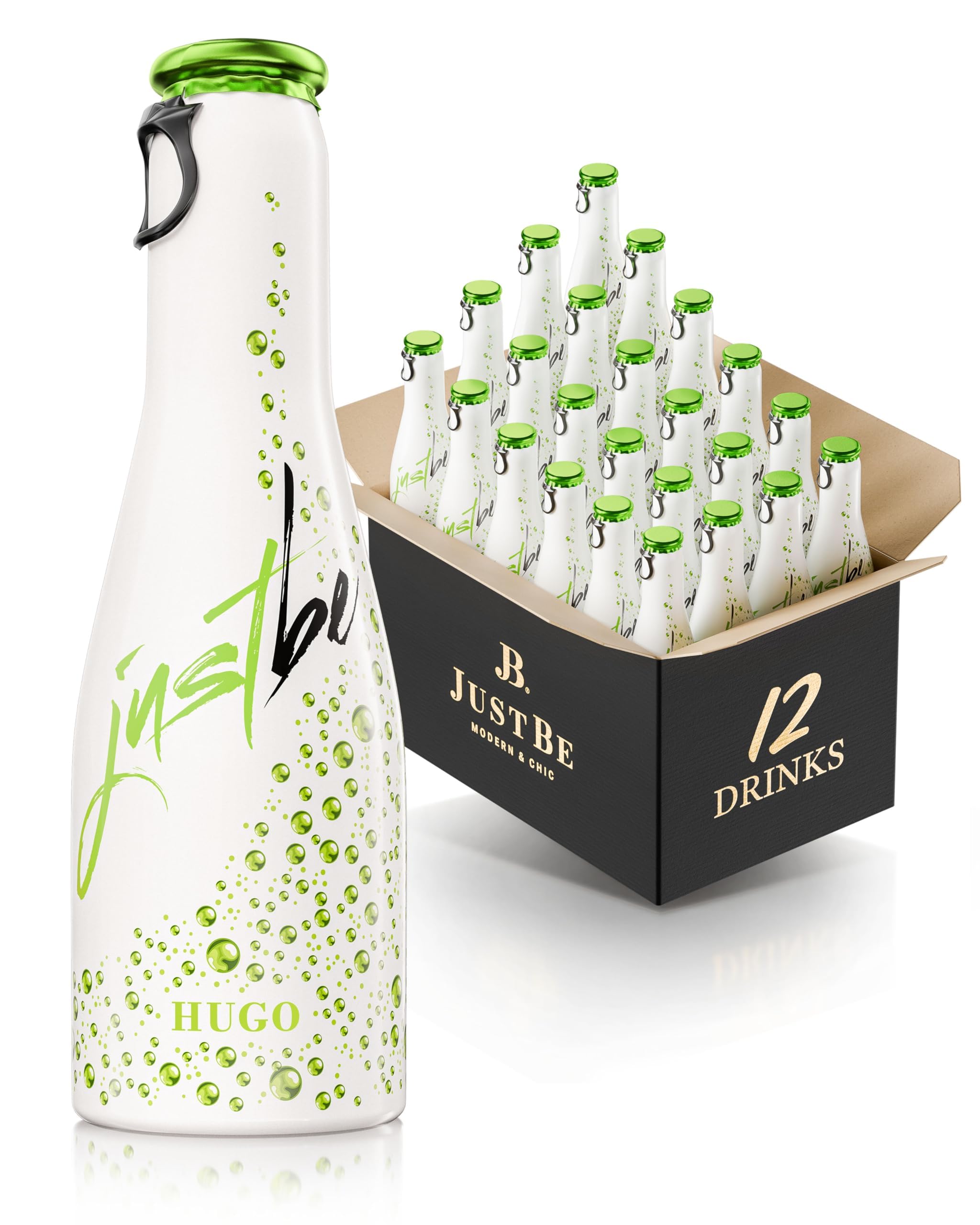 JustBe Hugo | Piccolo Wein-Cocktail I Holunderblüte + Minze Mix Aperitif (Hugo, 12 x 0,2l)
