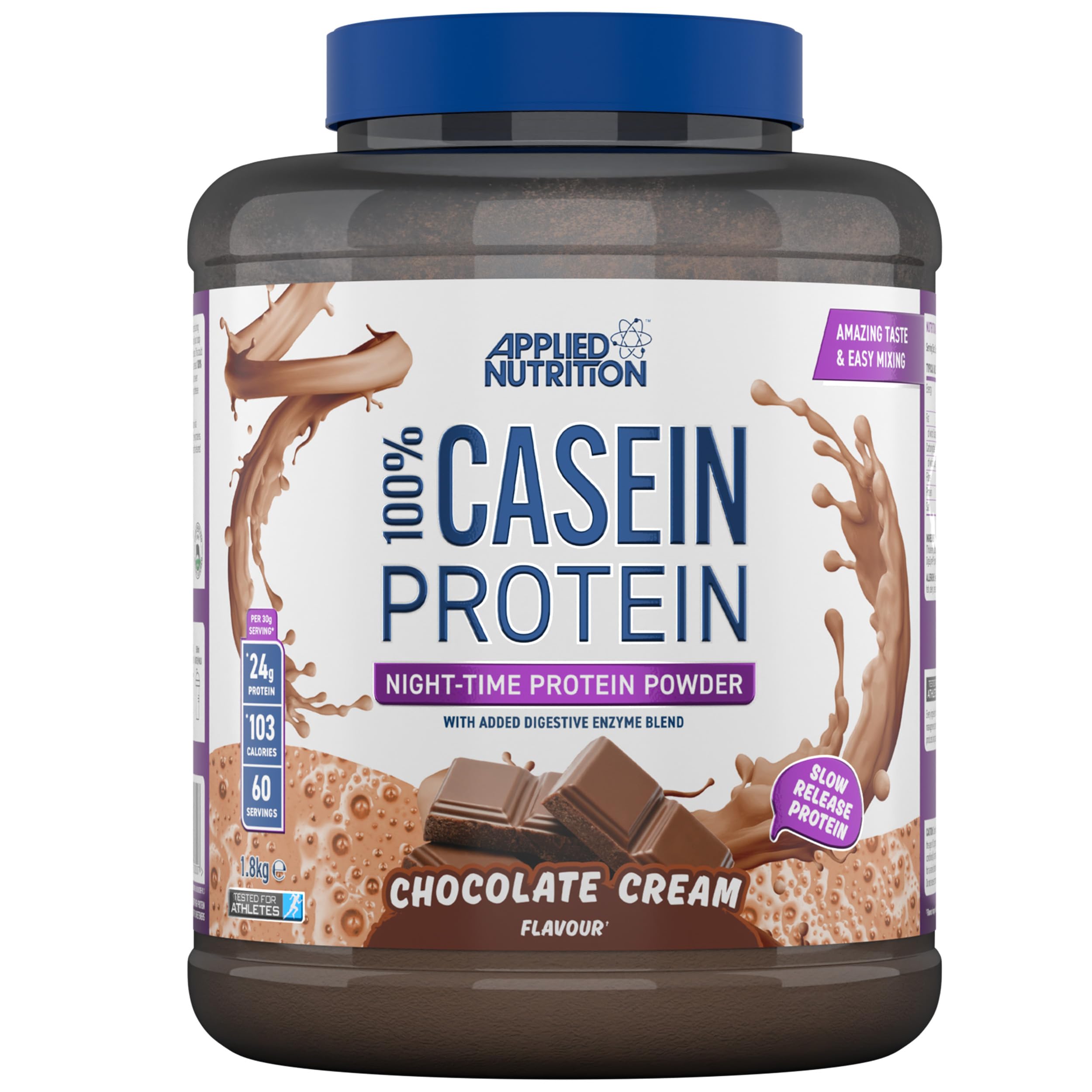 Applied Nutrition Casein Protein Powder - Micellar Casein Supplement, Slow Release Protein (1.8kg - 60 Servings) (Chocolate Cream)