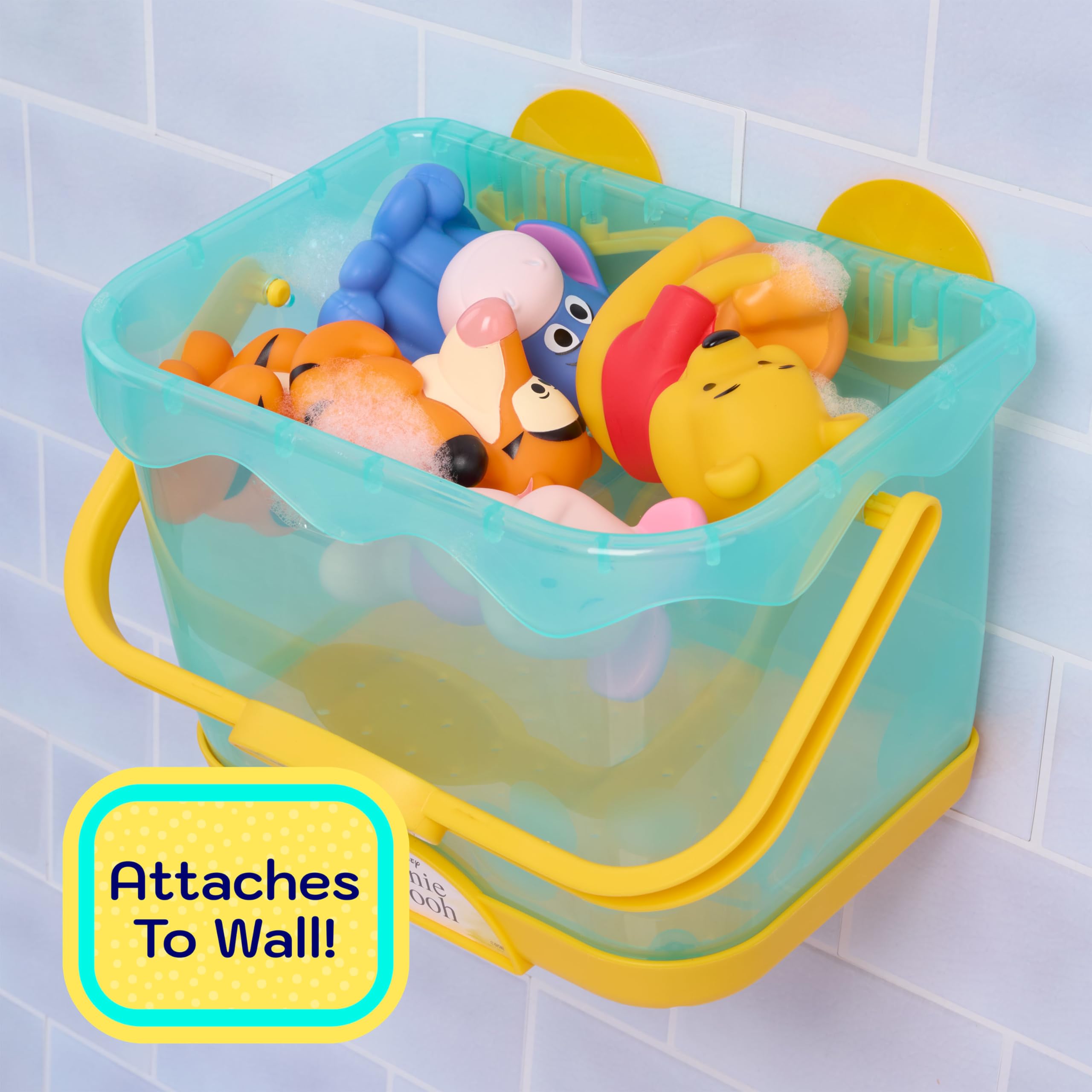 Disney Winnie the Pooh Bath Caddy, 6-pieces, 5 Bath Toy Figures Sealed for Safety, Attaches to Wall, Bath Toy for Fans, Girls, Boys, Kids, Ages 3 and Up — view 3