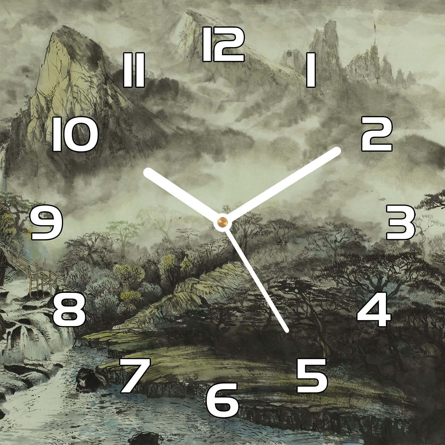 Horloge cuisine moderne en verre 30x30 cm avec aiguilles blanches