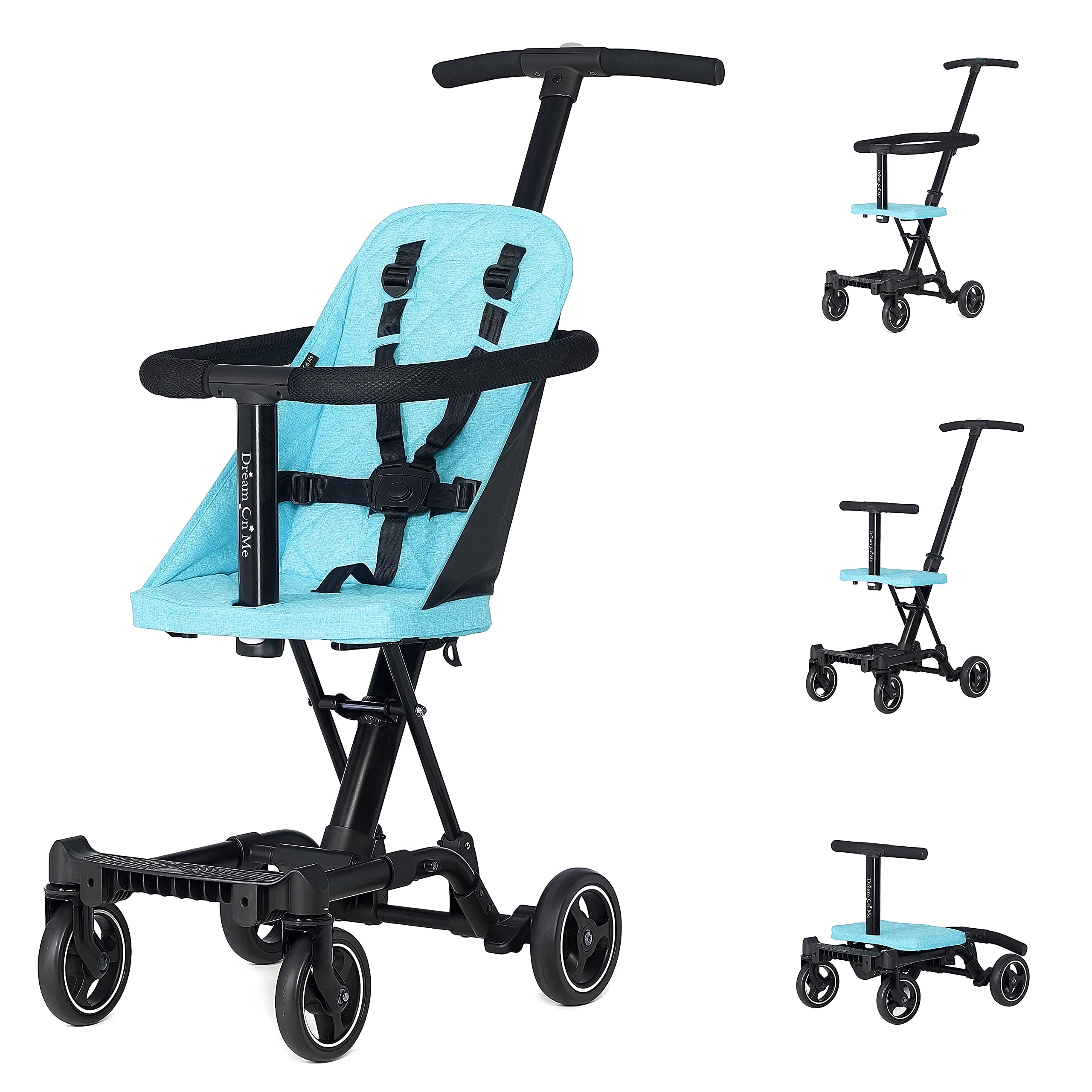 Dream On Me, Coast Stroller Rider, Lightweight, One Hand Easy Fold, Travel Ready, Sturdy, Adjustable Handles, Soft-Ride Wheels, Easy to Push, Sky Blue