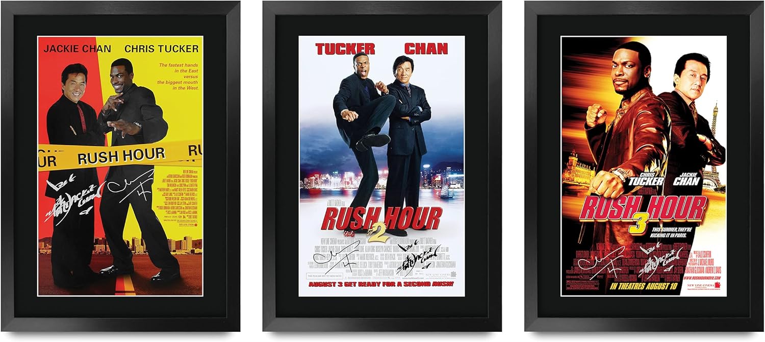 HWC Trading Rush Hour Collection Jackie Chan 16 x 12 inch Gifts Printed Poster Set Signed Autograph Picture for Movie Memorabilia Fans - 16" x 12" Framed