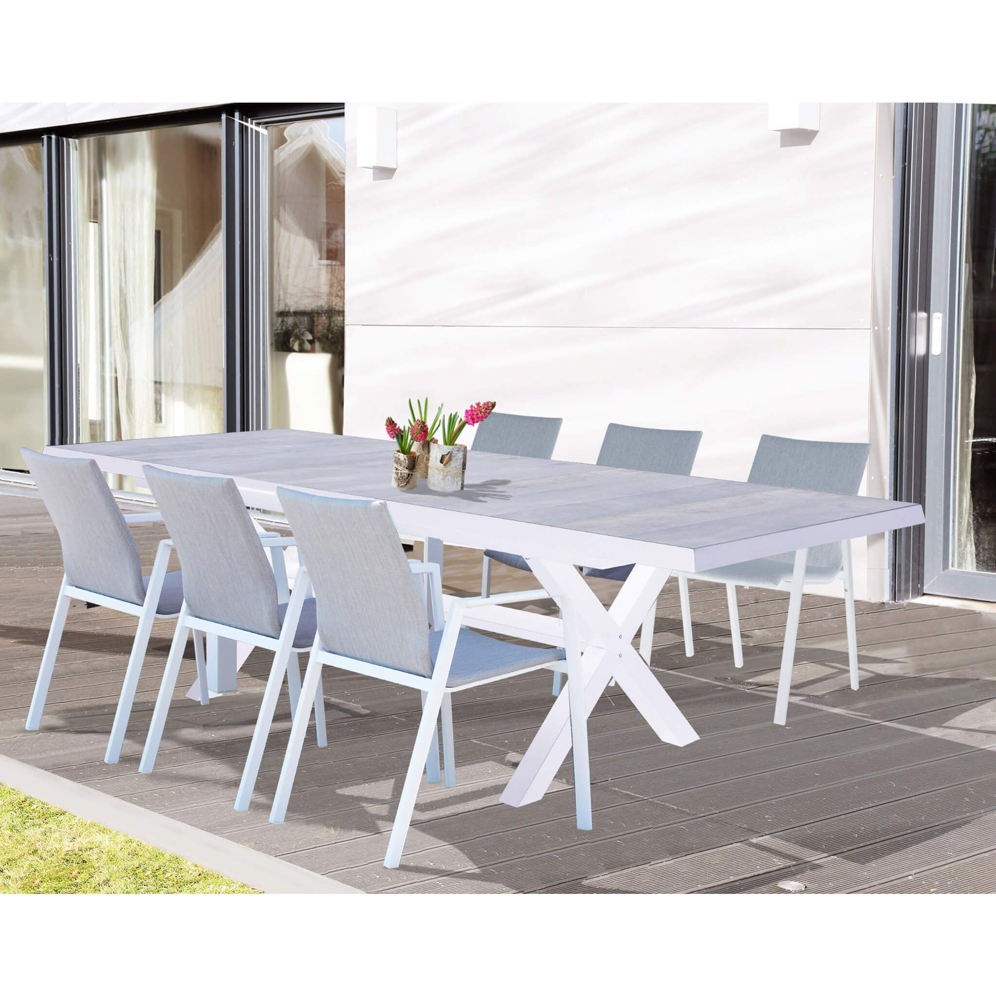 milani home GRES - tavolo da giardino allungabile in alluminio e gres