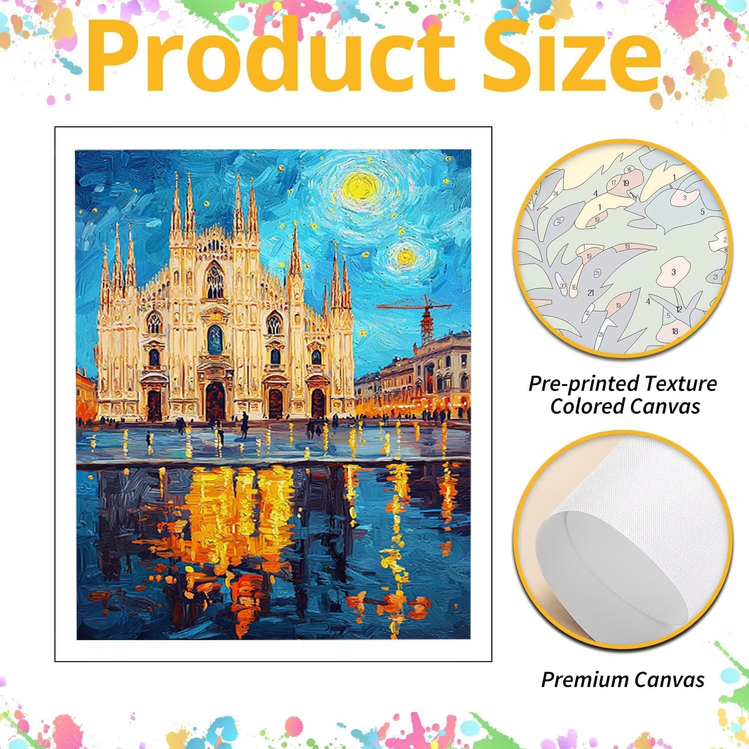 Kościół pod gwiaździstym niebem farba po numerach dla dorosłych 71 x 80 cm