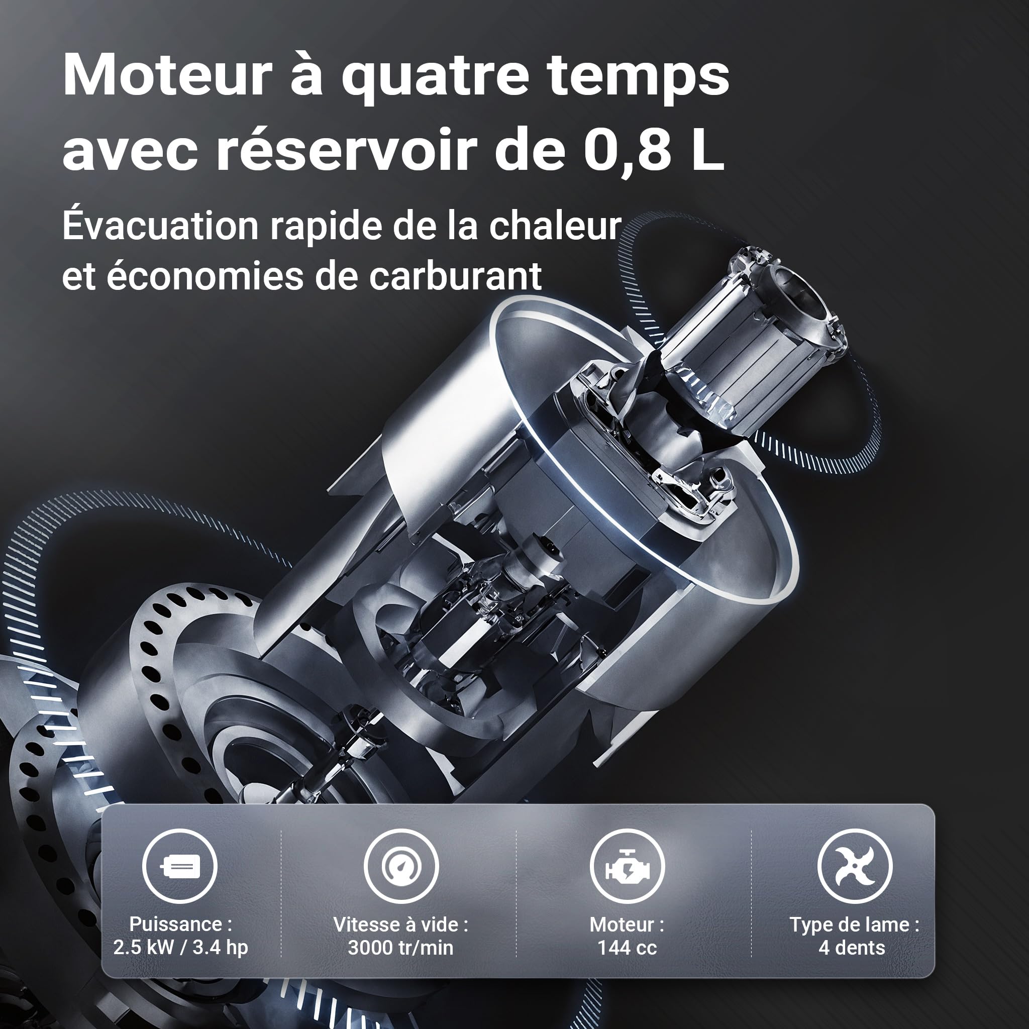 Wiltec Motobineuse 60 cm 2,5 KW 6 Fraises Lames Réservoir 0,8L Profondeur 25 cm Motoculteur Essence Moteur OHV Aérateur Scarificateur Travail Sol Ergonomique Outil Jardinage