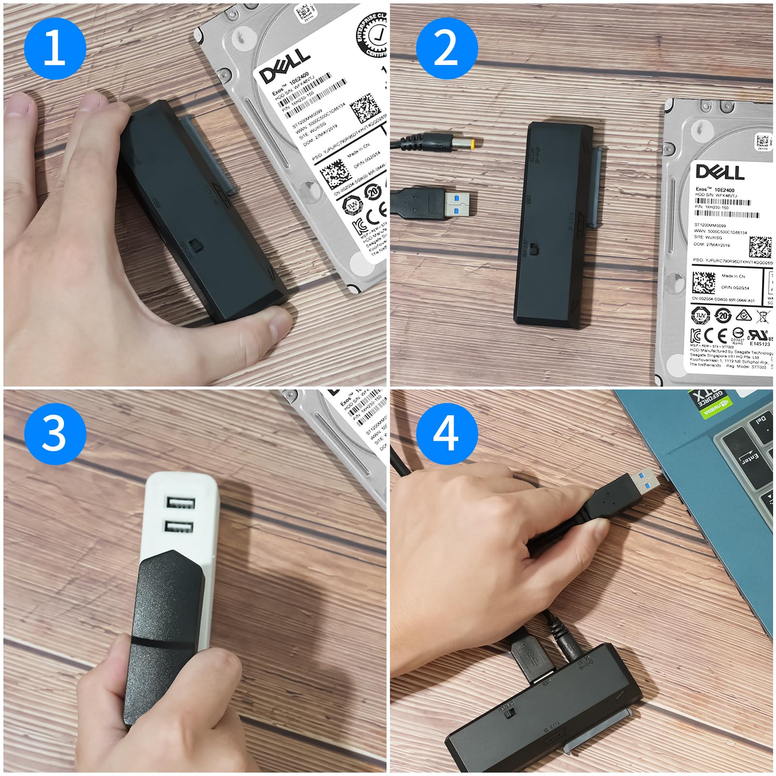 Adapter SATA na USB do dysku twardego HDD/SSD 2,5 cala, napęd optyczny, z adapterem 12 V, adapter SATA na USB 2 w 1