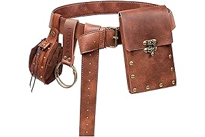 Renaissance Exquisite Handmade PU Leather Medieval Waist Bag Pouch Belt