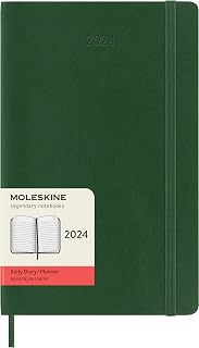 Moleskine 2024 Daily Planner, 12M, Large, Myrtle Green, Soft Cover (5 x 8.25)