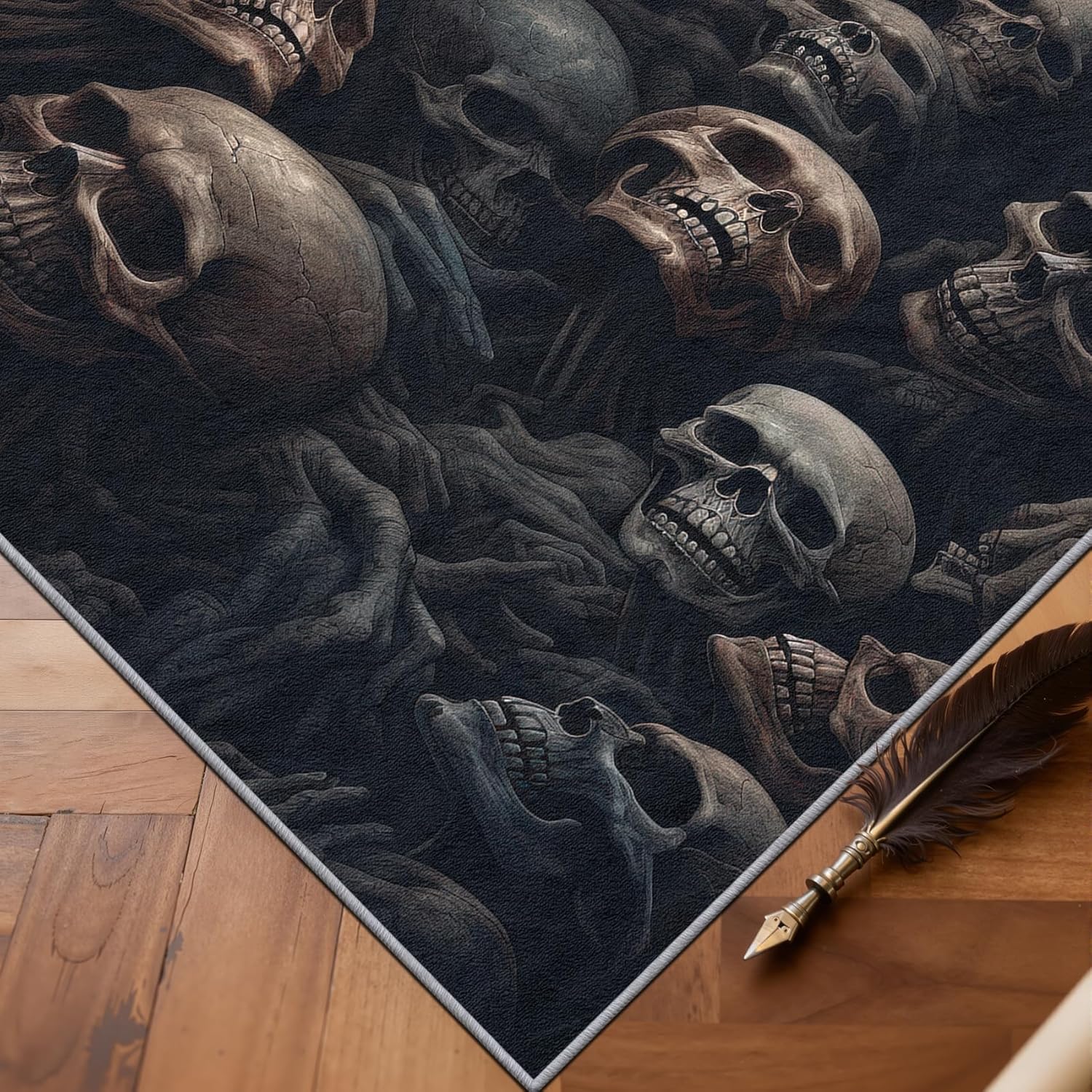 Skull Rug 5x7-4x5 Rug, Skull Rugs for Bedroom, Horror Skeleton Living Room Rugs, Scary Bedroom Carpet, Gothic Carpet, Halloween Home Decor & Gifts