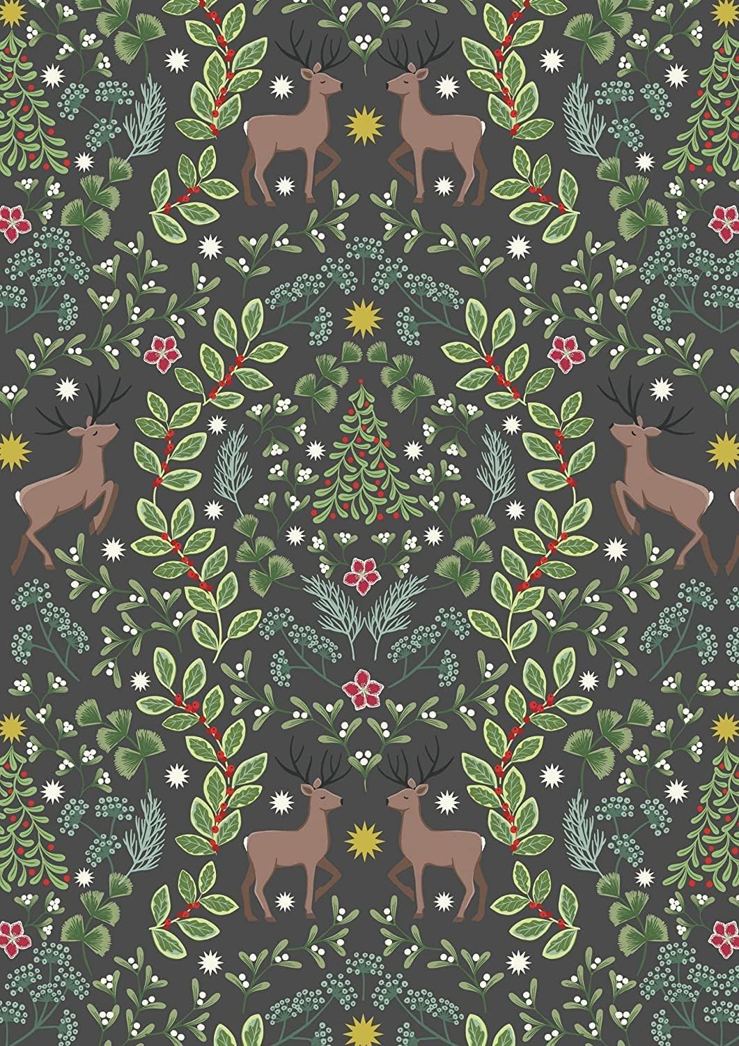 Simply Sew Crafty™ 100% Cotton Makower Fabric - Christmas Designs - Sold per metre/Half metre (Deer Winter Forest Grey, 1 Metre)