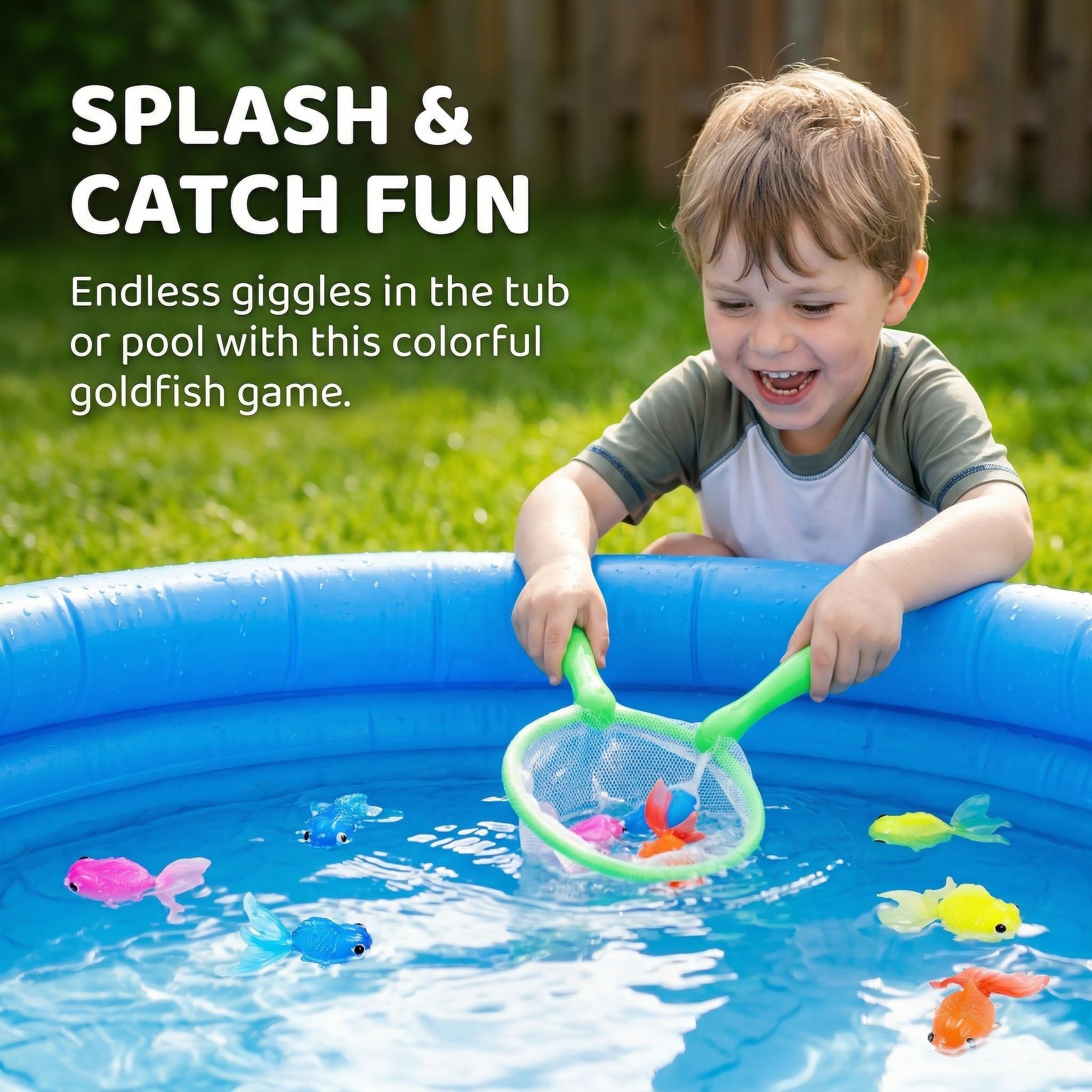 TOYANDONA 2 Juegos para Niños de Juguete de Baño de Pesca Peces de Colores Artificiales de Acuario Peces Flotantes Falsos con Red de Aterrizaje para Niños Pequeños Piscina Playa Fiesta