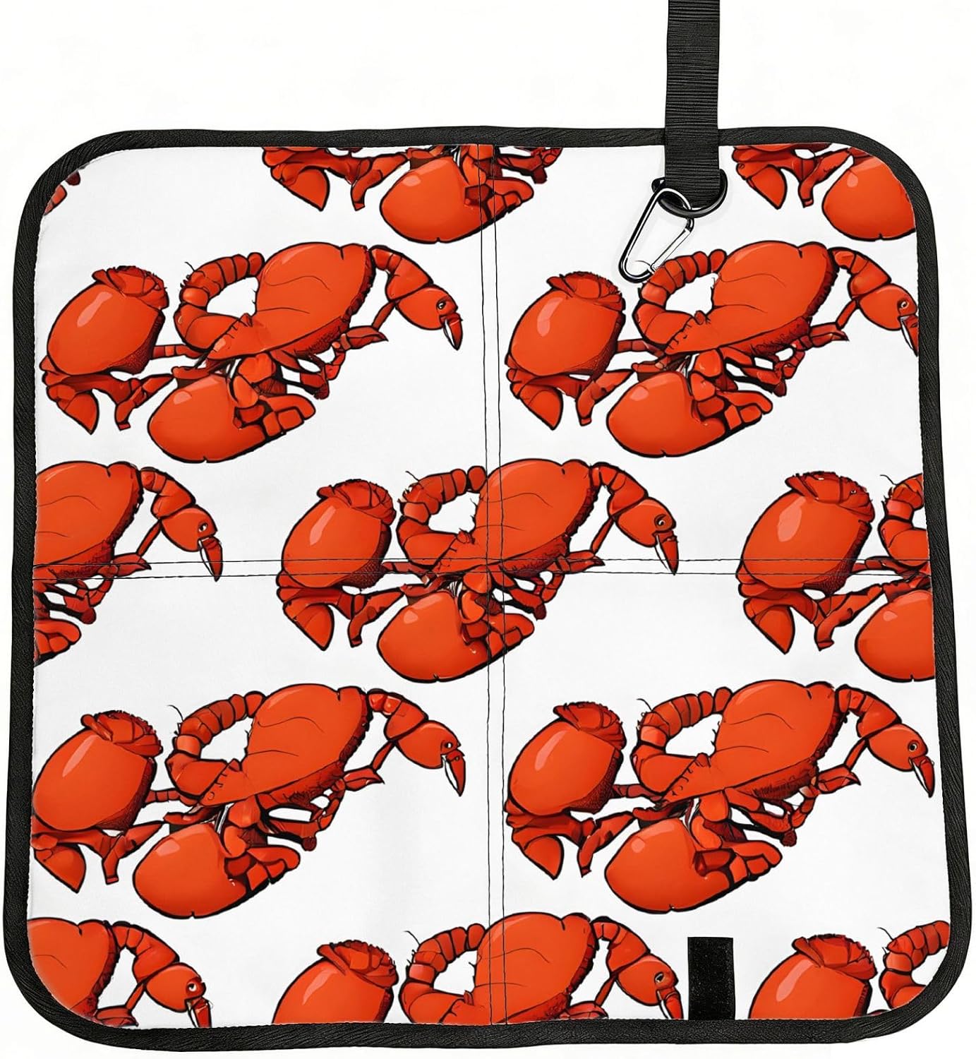 (Red Lobster Printed) Sitting Pad Foldable Seat Cushion Lightweight Camping Seat Mat with Hook for Outdoor Hiking Picnic Camping