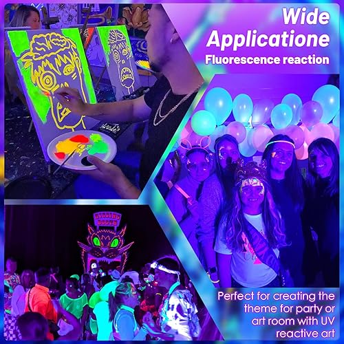 Miniatura 5 de Luces LED negras impermeables de 120 W, paquete de 4 barras de luz negra de cable de 10 pies con enchufe e interruptor, luz negra IP66 para