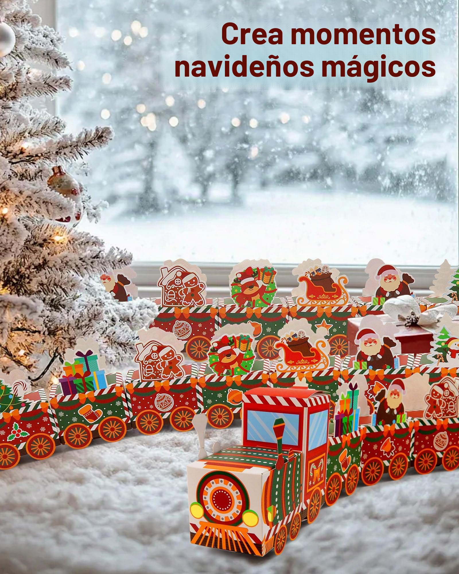 Yucch Calendario de Adviento para Rellenar Niños – Set DIY Tren de Navidad con Papá Noel, Muñeco de Nieve y Reno, Ideal para Dulces o Pequeños Regalos (Estilo Tren)