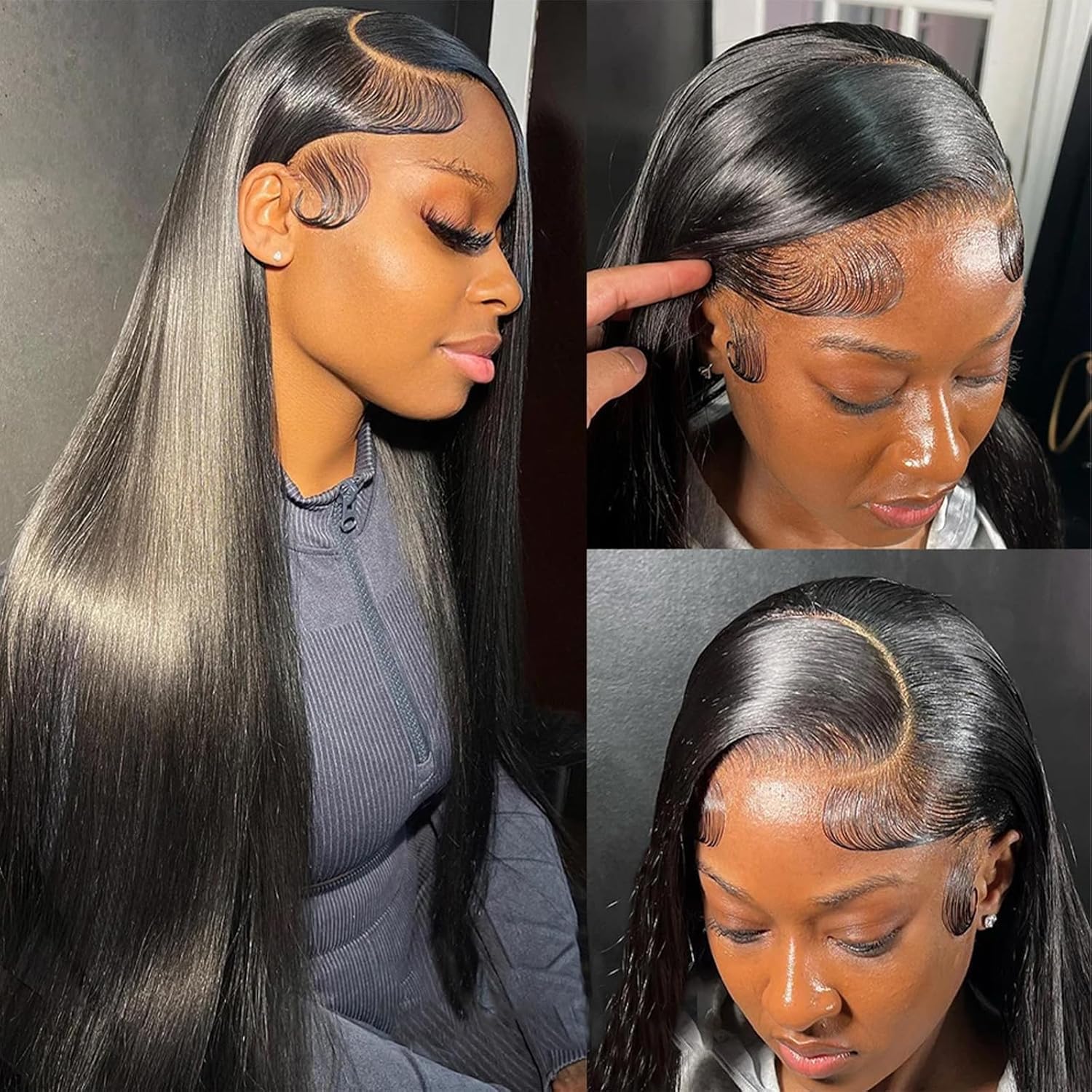 SIFULAN Straight 13x6 Lace Front Wigs Human Hair 18 Inch HD Transparent Lace Frontal Wigs Human Hair Pre Plucked 180% Density Glueless Human Wig for Women Natural Color