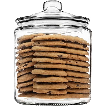 1 Gallon Glass Cookie Jar - Large Food Storage Container with Airtight