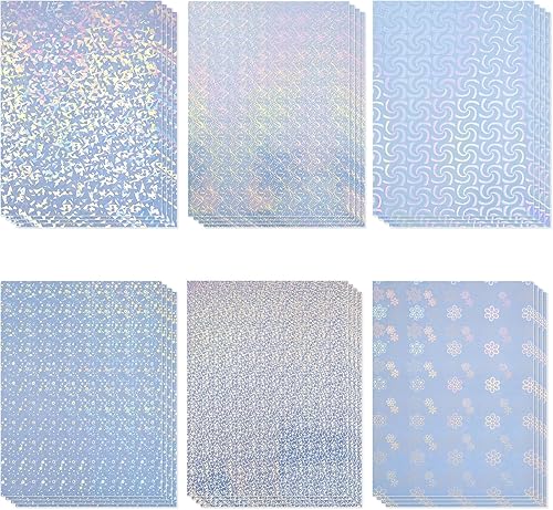 QiXin 24 hojas de papel adhesivo holográfico de 8.5 x 11 pulgadas para impresora de inyección de tinta e impresora láser, tamaño carta de EE. UU.,