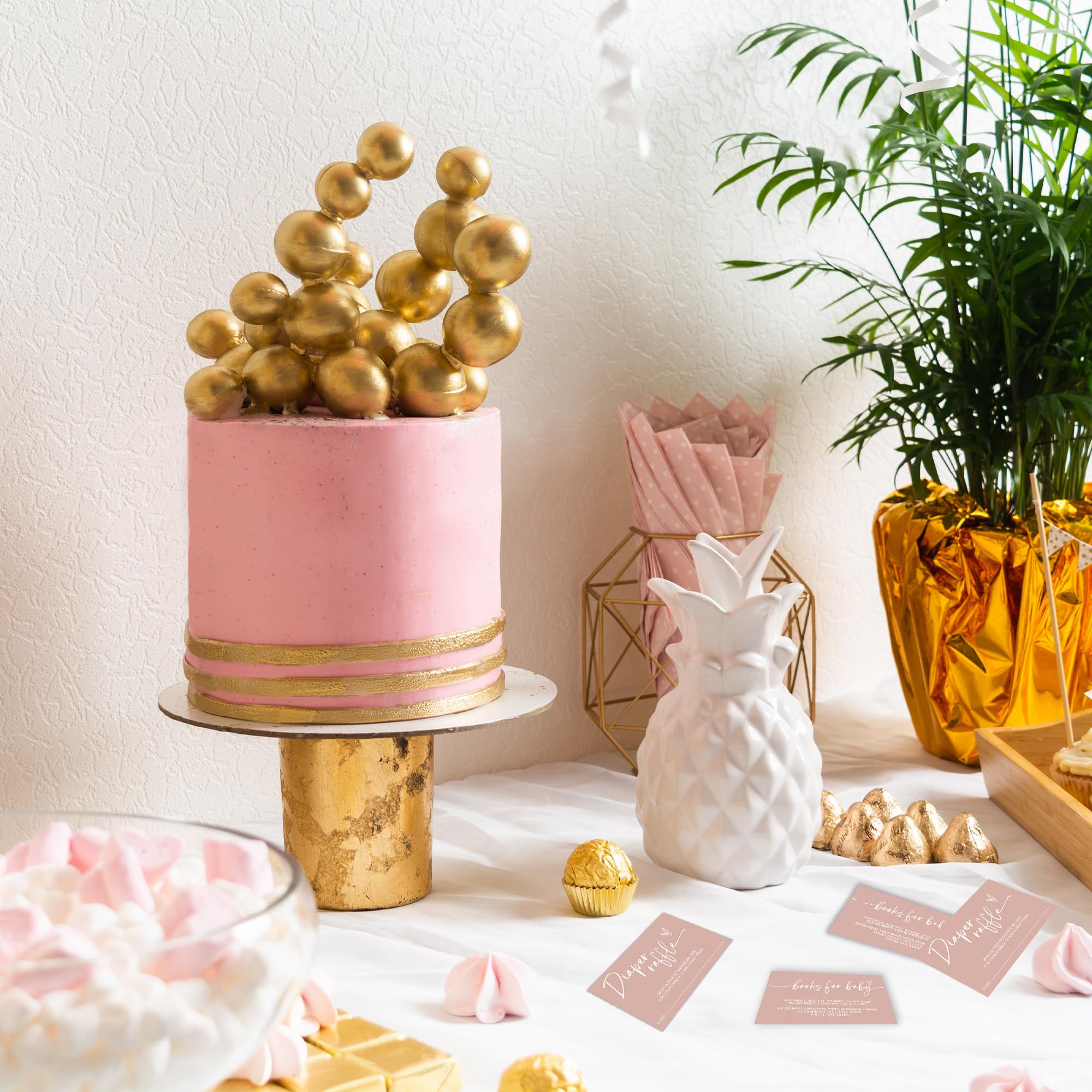 Bilety na pieluchy i kartki z prośbą o książkę na baby shower - zestaw 50 różowych minimalistycznych kart do gry (5 x 8 cm) - materiały zaproszenia dla dzieci dla chłopców i dziewcząt - dekoracje