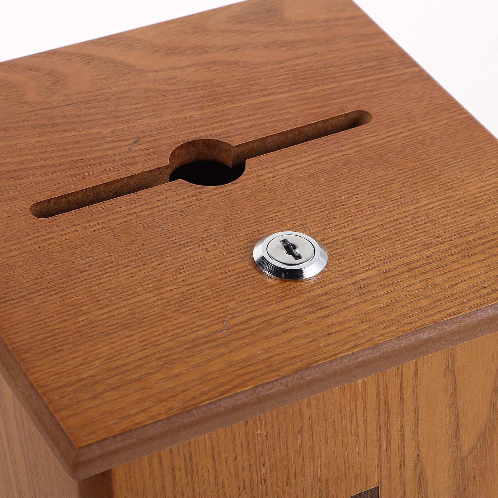 EXCEART Urna Cerradura de Madera, Caja de Donaciones de Mesa, Caja Tapa Abatible, Ligera y Segura, para Recaudación de Donaciones Comunitarias y Eventos Públicos