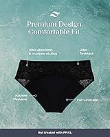 Vista 5 de saalt Ropa interior de encaje hipster - Ropa interior de tiro medio a prueba de fugas para mujer - Encaje europeo suave y elástico