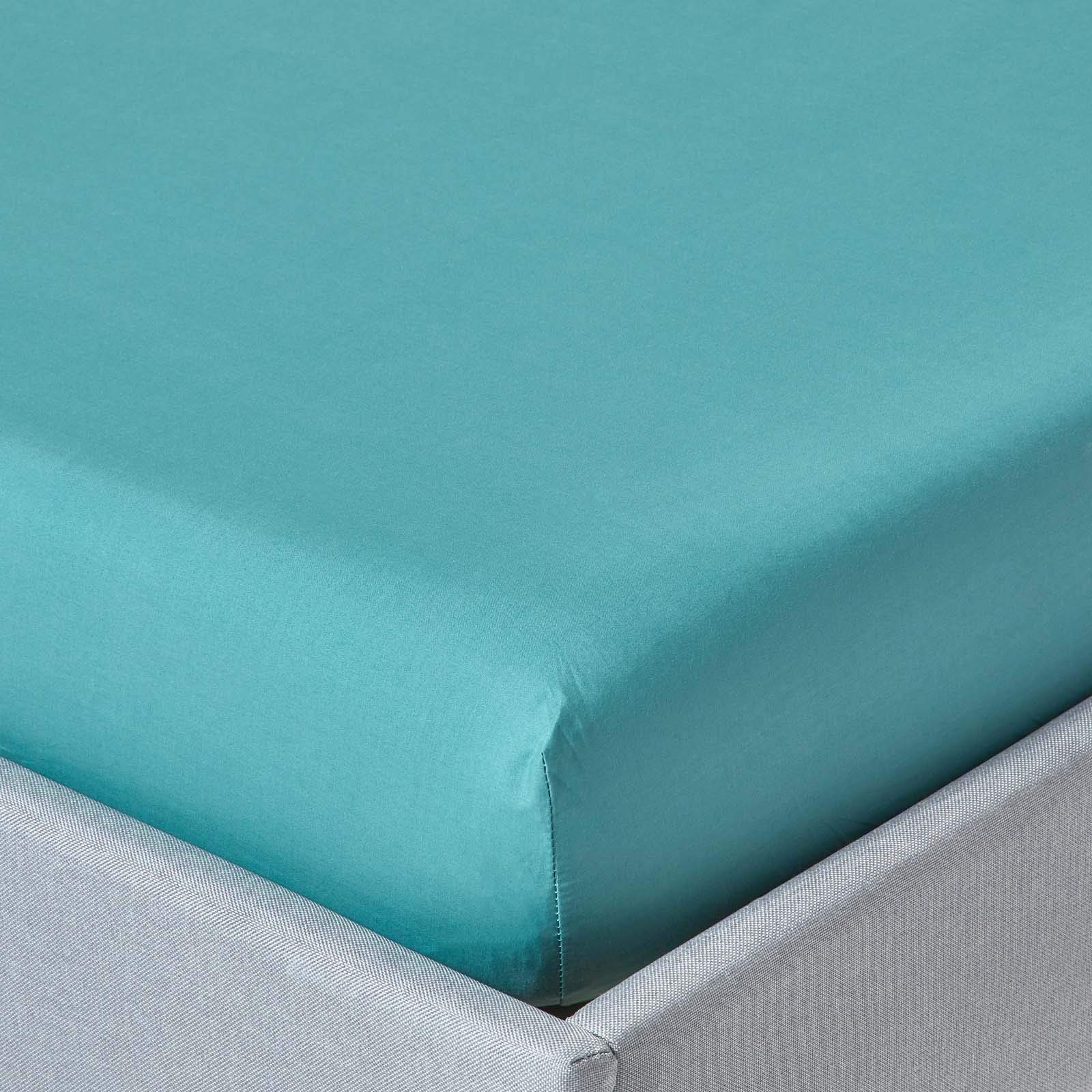 Homescapes Teal Deep Fitted Sheet (12”) Double 200 Tc 400 Thread Count Equivalent Pure Egyptian Cotton Bed Sheet With Fully Elasticated Skirt
