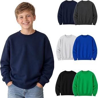 Kids Crewneck Sweatshirts Assorted Color Bulk Youth Fleece Wholesale Crew Neck Sweatshirt Boys Girls
