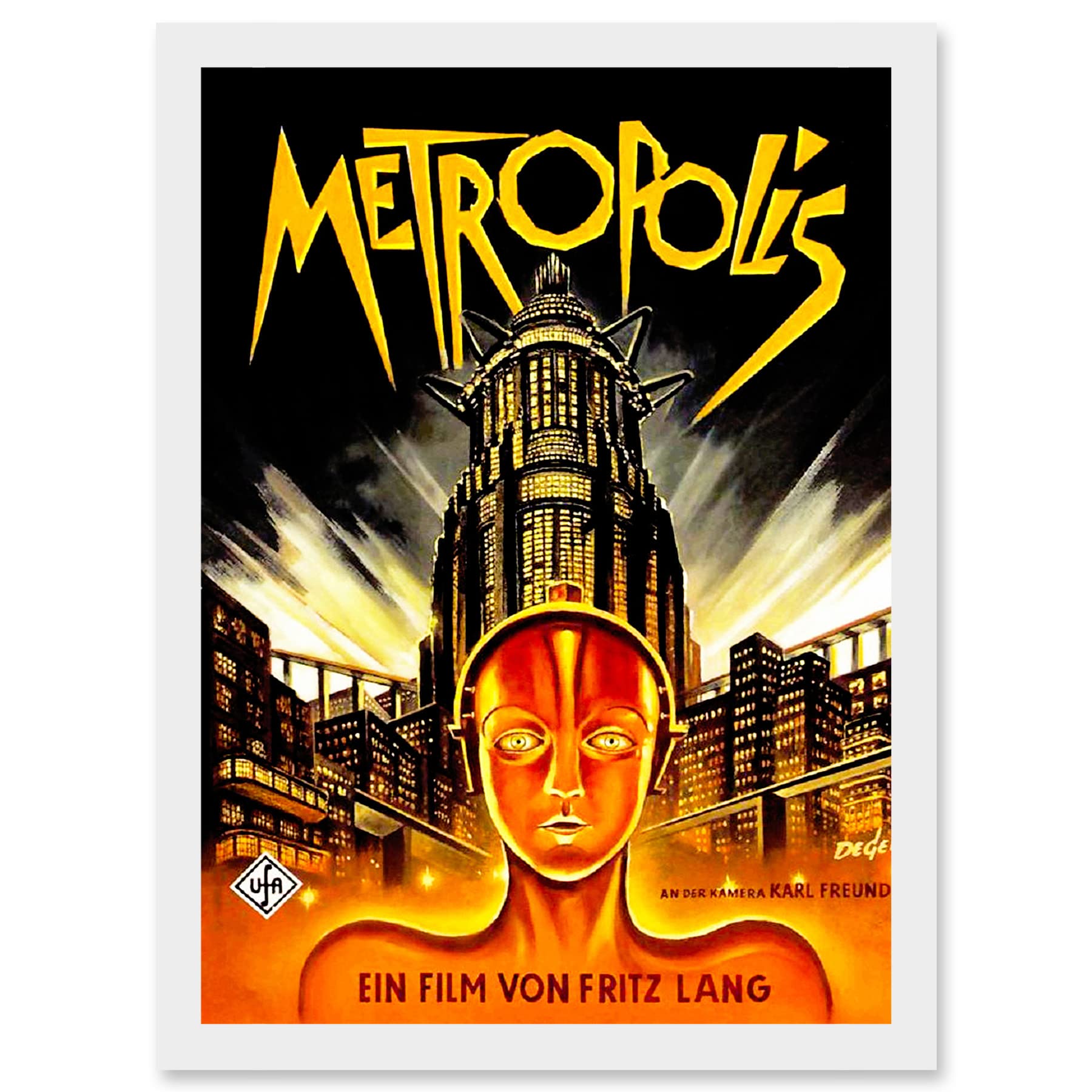 Metropolis 1927 Sci Fi Machine Future Fantasy Artwork Framed Wall Art Print A4 - Vintage Film Movie