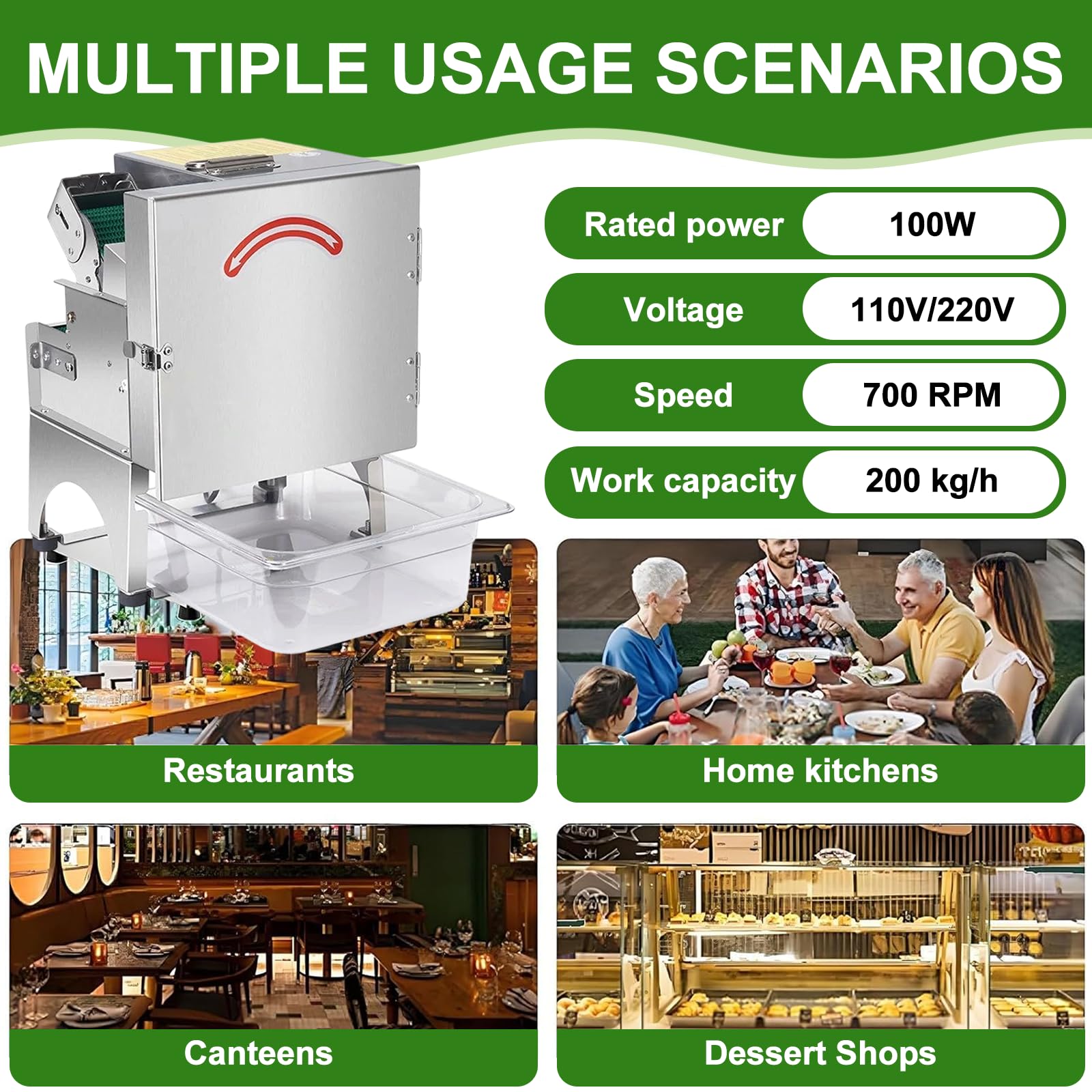 Automatischer Scallion Chopper 100w, Mit Auffangschale Und 7-cm-EinfüLlöFfnung, Ideal Zum Zerkleinern Von Paprika, FrüHlingszwiebeln, Zwiebeln, Koriander Und Lauch StandardModel