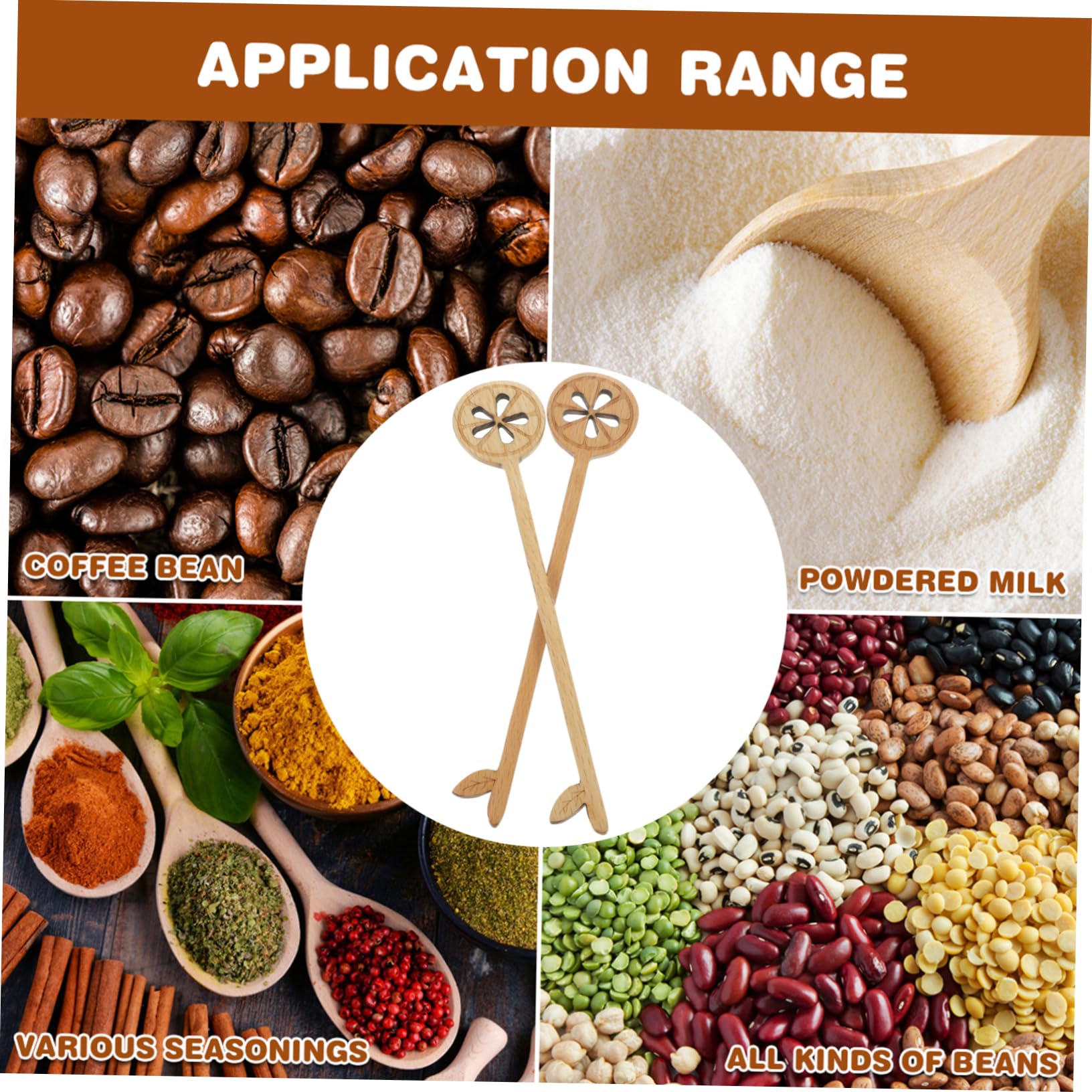 SOLUSTRE 2Pcs Wooden Mixing Spoons Long Handle Stirring Utensils Ergonomic Beechwood Dessert Spoons for Beverages Cakes and Honey for Kitchen Use