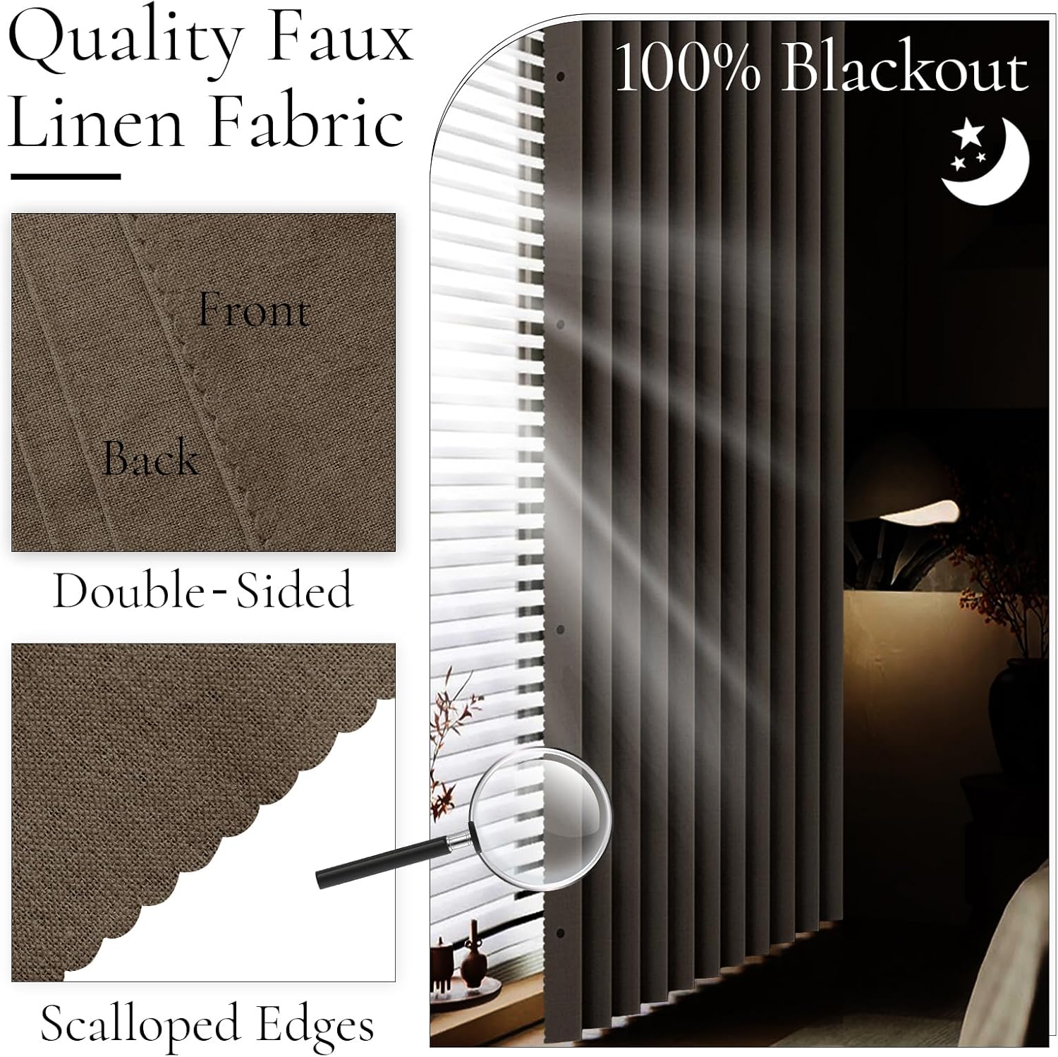 100% Blackout Door Curtain for Doorway - Magnetic Accordion Style Closet Curtain for Open Closet Single Panel 80 Inch Length, 1 Panel, W45 x L80, Brown