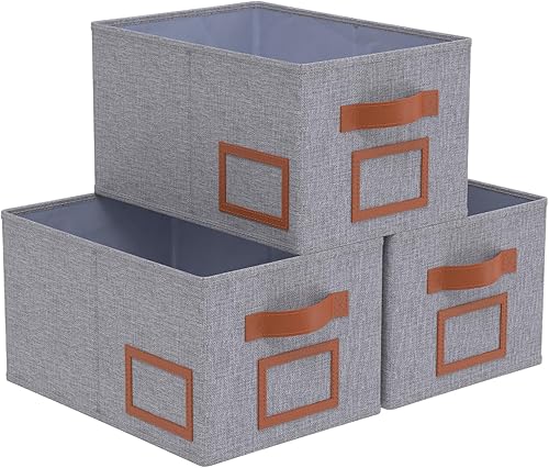 OUTBROS Caja de almacenamiento plegable para estantes, cestas de tela de 15 x 10.2 x 7.9 pulgadas, organizador de armario con asas, adecuado para