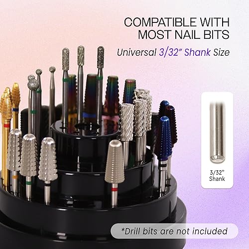 Miniatura 4 de PANA - Soporte para brocas de uñas, organizador de exhibición, a prueba de polvo, caja de almacenamiento, herramientas para uso doméstico o sala de