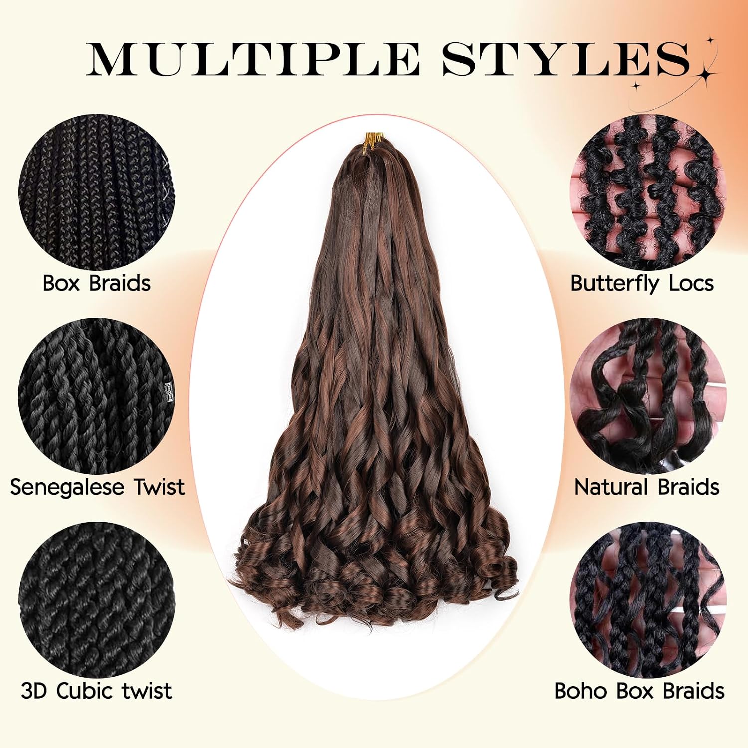 French Curl Braiding Hair 22Inch 8Packs Pre Stretched Synthetic Spiral Curly Crochet Hair P4/33 Ombre 75g/Pack Curly Braiding Hair Extensions for Black Women (22 Inch,8Packs,P4/33)