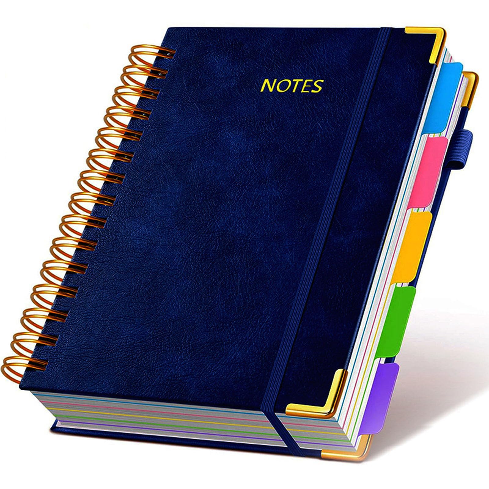 ordinarYone Cuaderno de piel sintética con encuadernación de doble bobina, 300 páginas, ranuras elásticas para bolígrafos para escribir diariamente, tomar notas, 25,4 x 20,3 cm