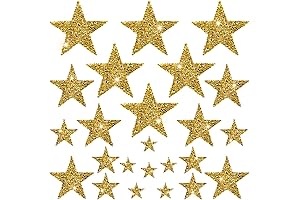 24 Pieces Self-Adhesive Glitter Star Iron on Hot Glue Rhinestone Patches