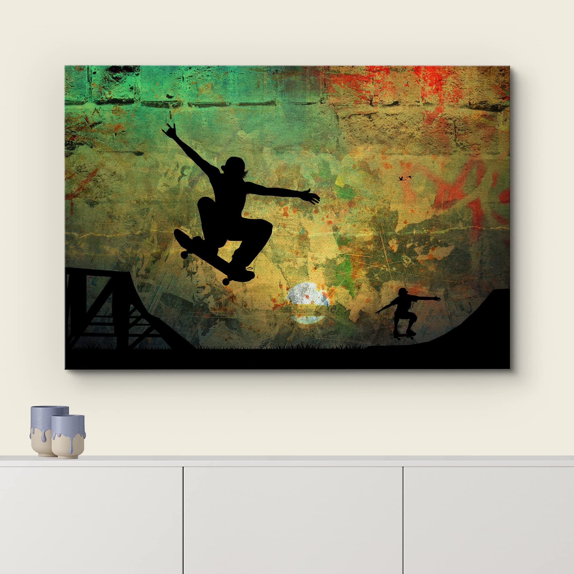 Amazon.com: wall26 - Skateboard Canvas Wall Art - Staters Playing