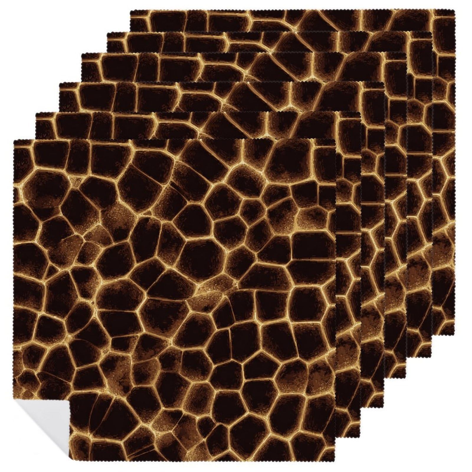 Tortoise Shell Brown Cloth Napkins Set of 6, Square Premium Reusable Washable Polyester Table Linen Napkin for Dinner Party