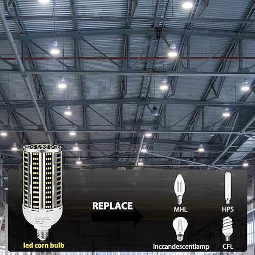Miniatura 4 de Paquete de 4 bombillas LED de maíz de 120 W (equivalente a 1200 W), luz diurna de grado comercial 5000 K E26E39 15900LM lámpara LED de base Mogul